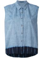 Suzusan - Denim Sleeveless Shirt - Women - Cotton - S, Blue, Cotton