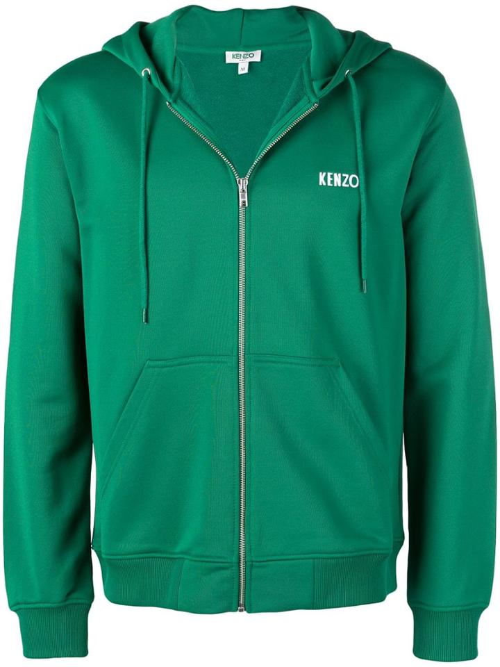 Kenzo Dragon Patch Full-zip Hoodie - Green