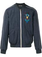 Nuur Embroidered Bomber Jacket - Blue