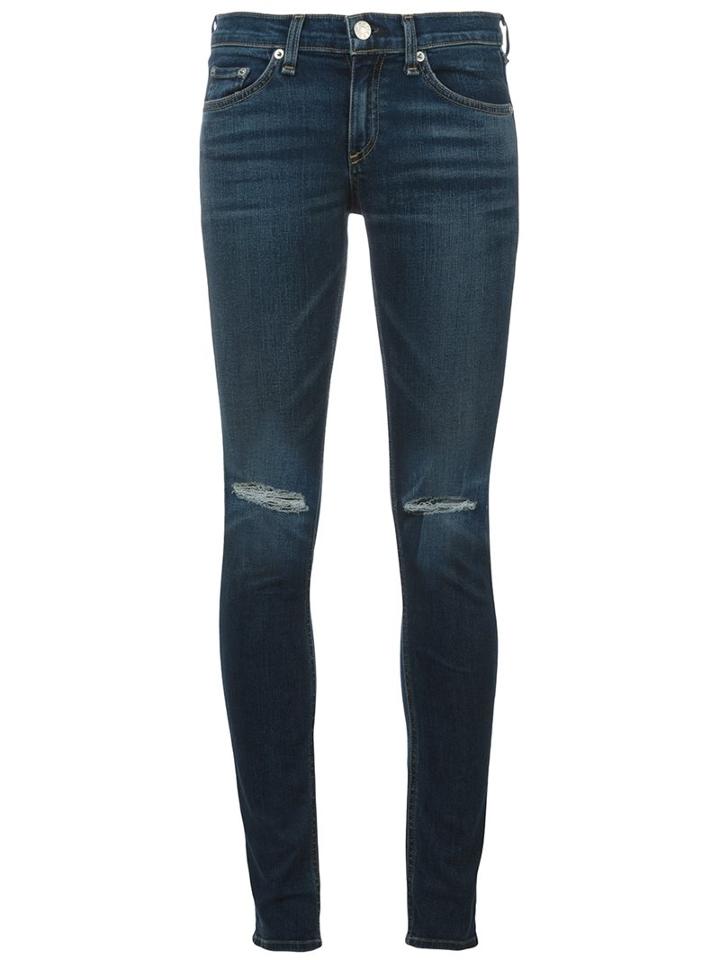 Rag & Bone /jean Skinny Distressed Jeans, Women's, Size: 25, Blue, Cotton/polyurethane