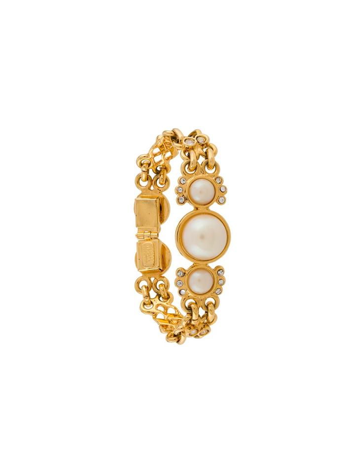 Versace Pre-owned 1990s Pearl Link Bracelet - Gold