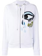 Iceberg Sequins Eye Zip Up Hoodie, Women's, Size: 38, White, Cotton/polyester