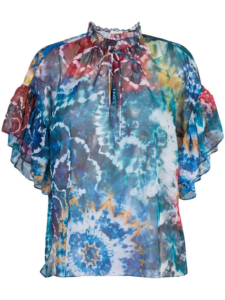 Alice+olivia Julius Tie Dye Print Blouse - Blue