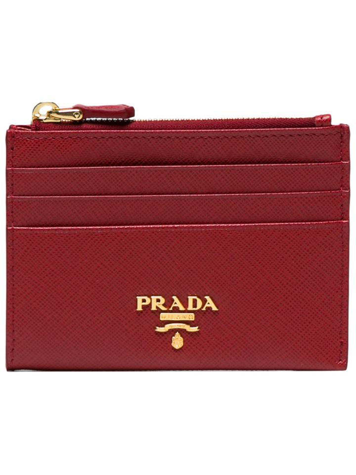 Prada Safiano Zip Cardholder - Red