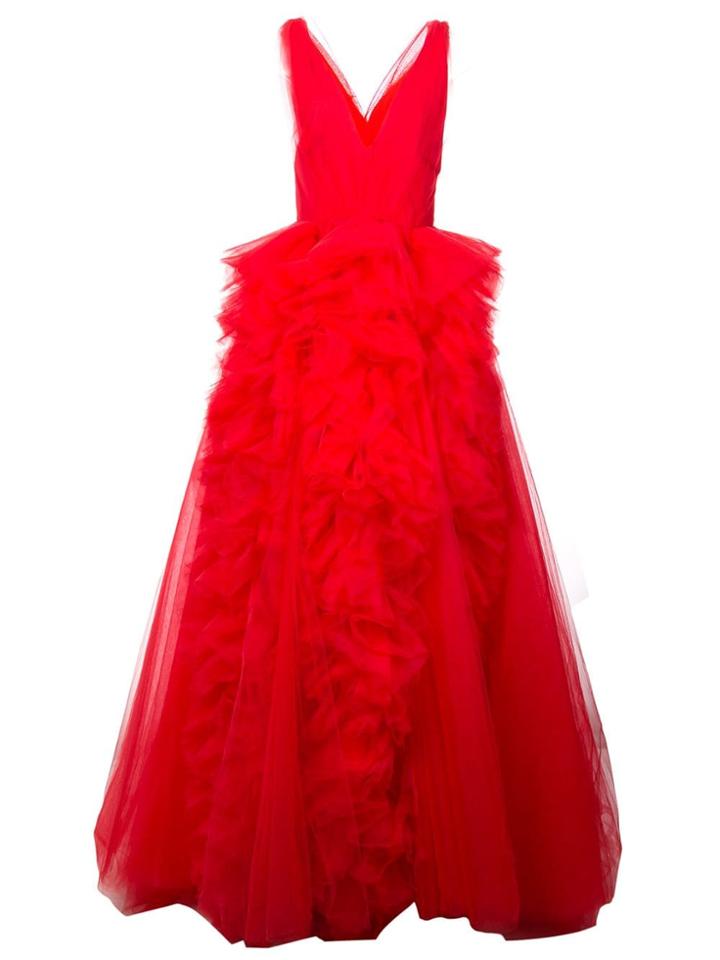 Christian Siriano Ruffled Tulle Down - Red