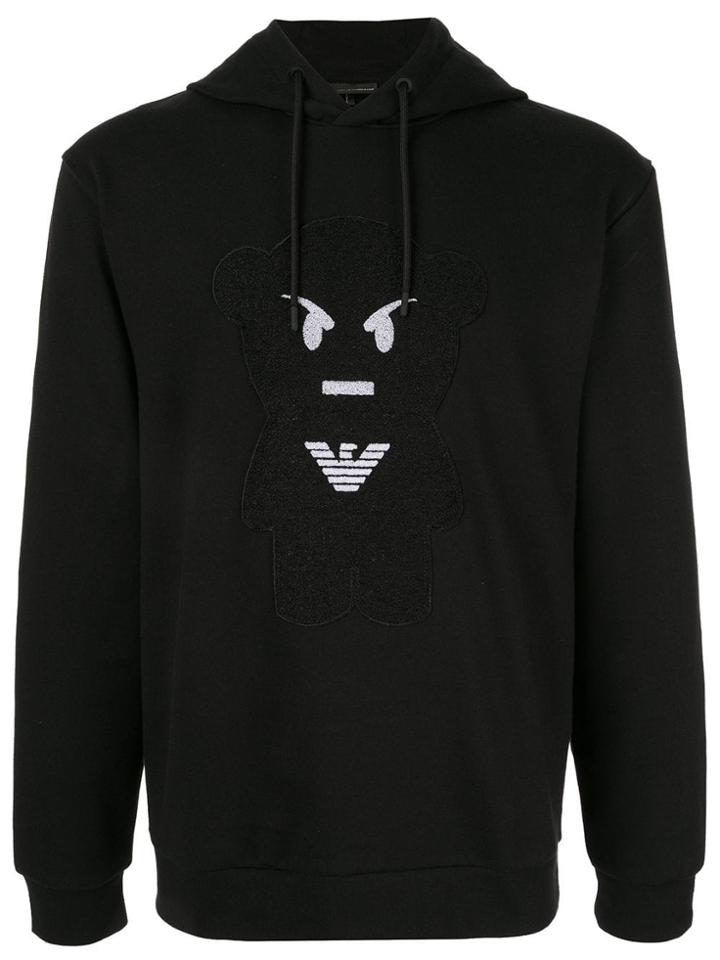 Emporio Armani Frowning Figure Hoodie - Black