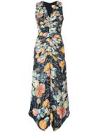Peter Pilotto Floral Ruched Front Dress - Blue