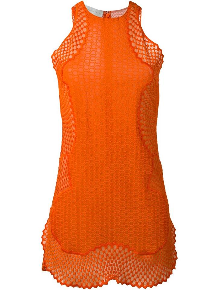Stella Mccartney Sleeveless Mesh Dress, Women's, Size: 40, Yellow/orange, Cotton/polyester/polyamide