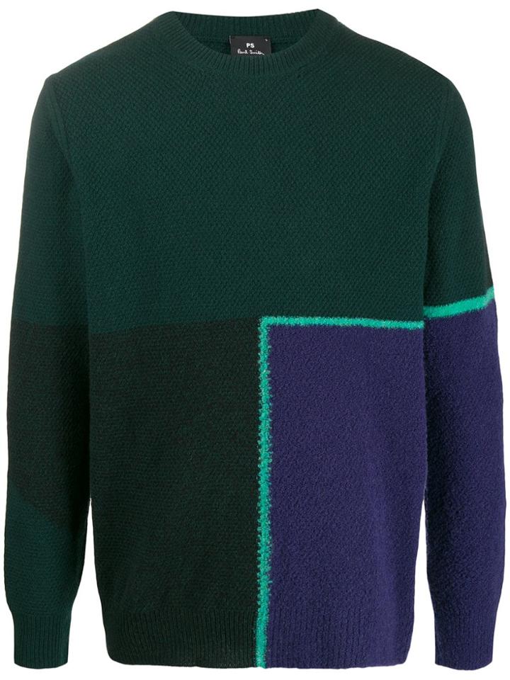 Ps Paul Smith Panelled Colour-blocked Jumper - Green