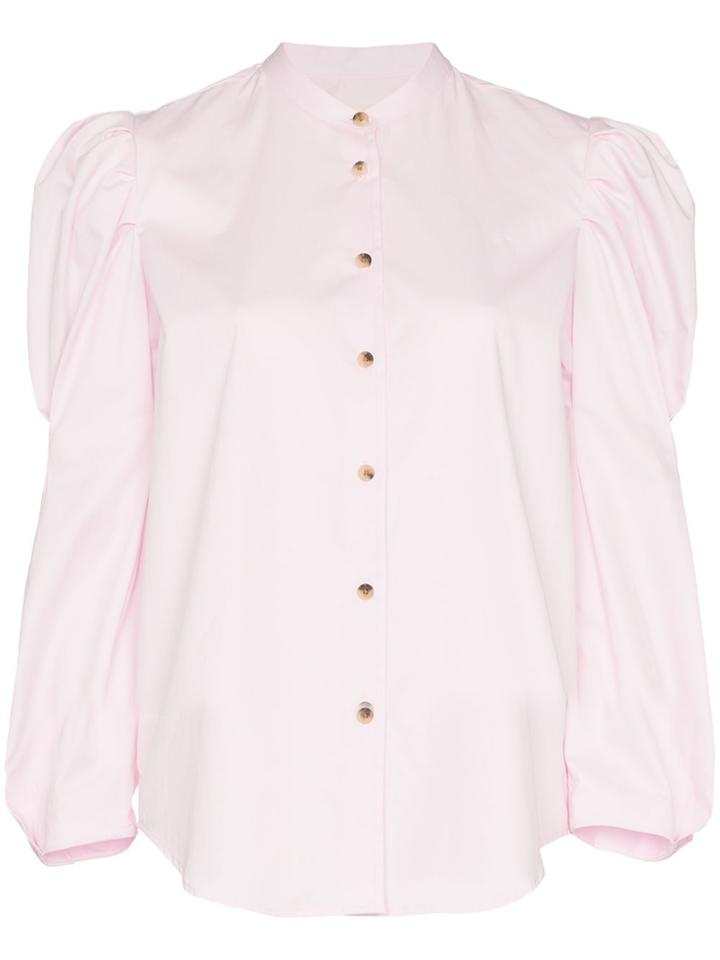 Khaite Rebecca Structured Sleeve Cotton Shirt - Pink & Purple