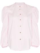 Khaite Rebecca Structured Sleeve Cotton Shirt - Pink & Purple
