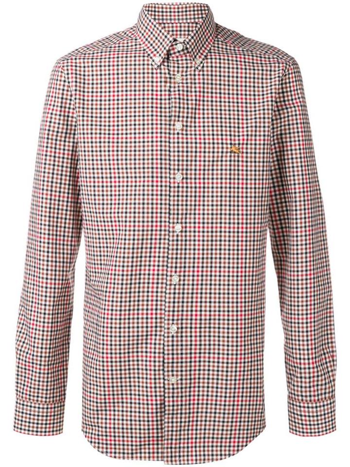 Etro Check Print Button Down Shirt - Red