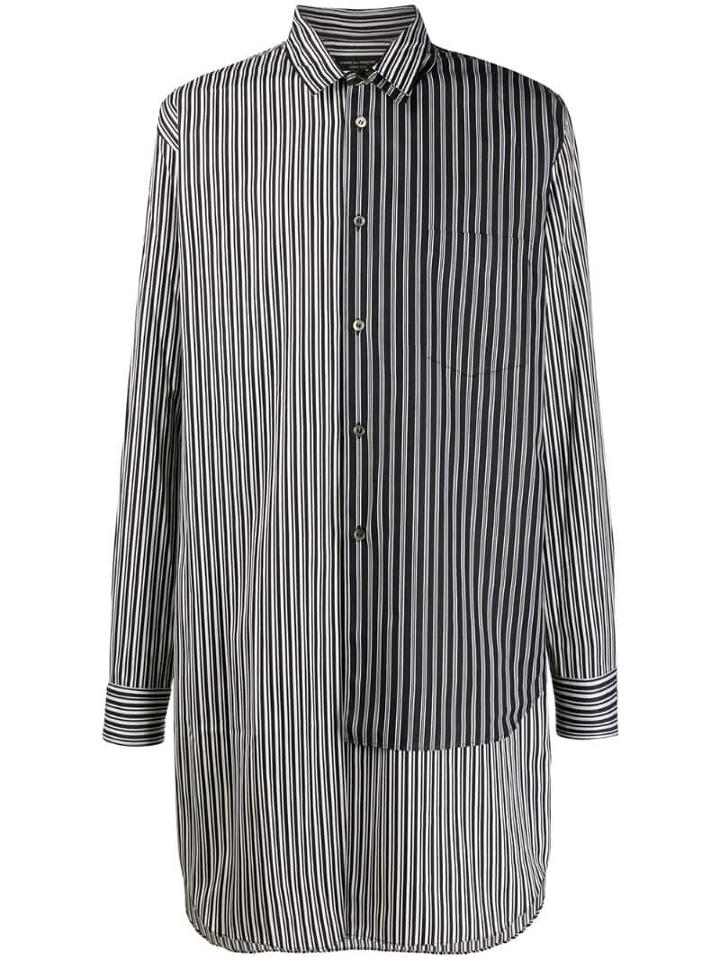 Comme Des Garçons Homme Plus Striped Print Panelled Shirt - Black