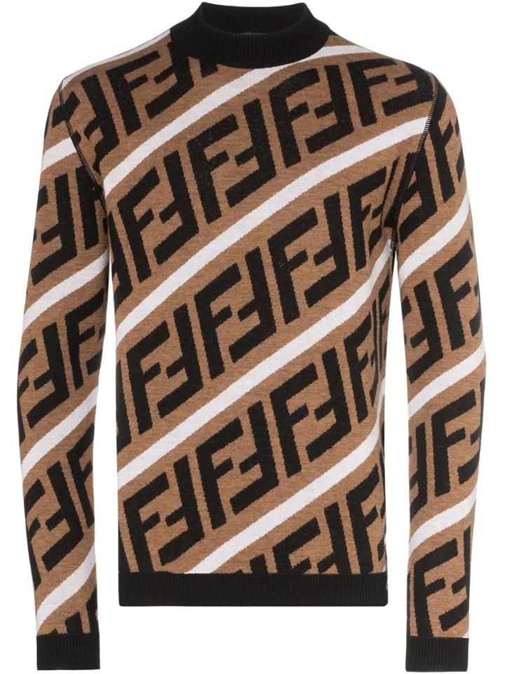 Fendi Double F Logo Jumper - Brown