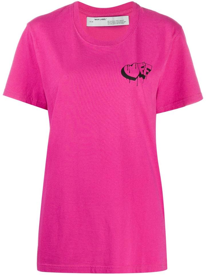 Off-white Spray Effect Print T-shirt - Pink