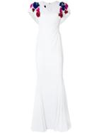 Talbot Runhof Flower Embellished Gown - White