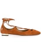 Aquazzura Dancer Ballerinas, Women's, Size: 36, Brown, Leather/suede