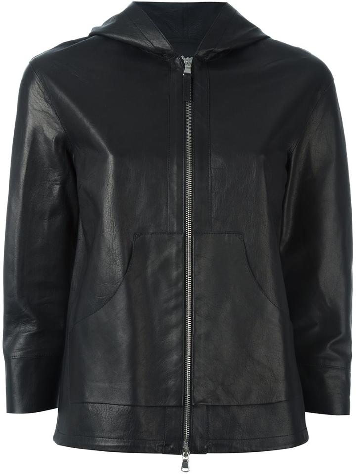 Eleventy Hooded Jacket, Women's, Size: 46, Black, Leather