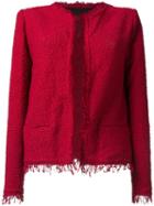 Iro Frayed Bouclé Jacket, Women's, Size: 38, Red, Cotton/polyamide