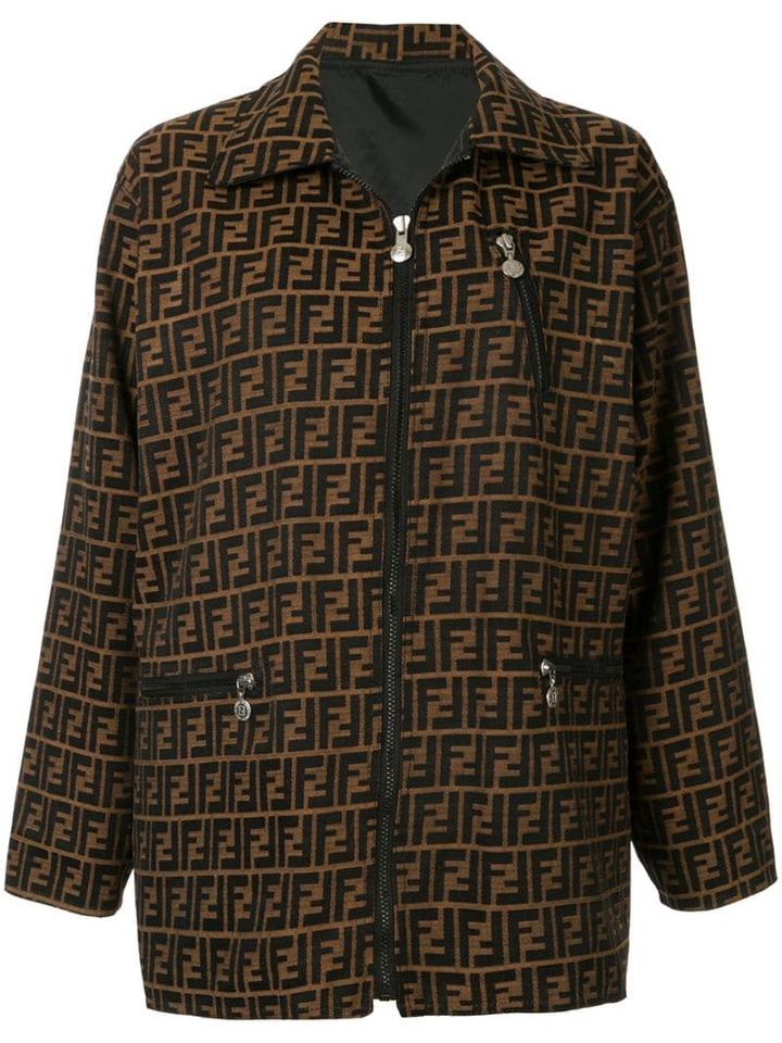 Fendi Pre-owned Zucca Pattern Long Sleeve Jacket - Black