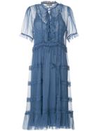 Lee Mathews Hayley Crinkle Georgette Dress - Blue