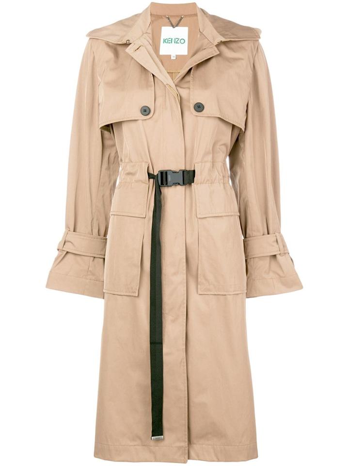 Kenzo Gabardine Trench Coat - Nude & Neutrals
