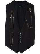 Alexander Mcqueen Chain Embellished Waistcoat, Men's, Size: 52, Black, Cotton/viscose/wool