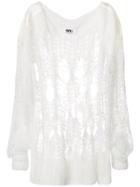 Mm6 Maison Margiela Oversized Open Knit Sweater - White