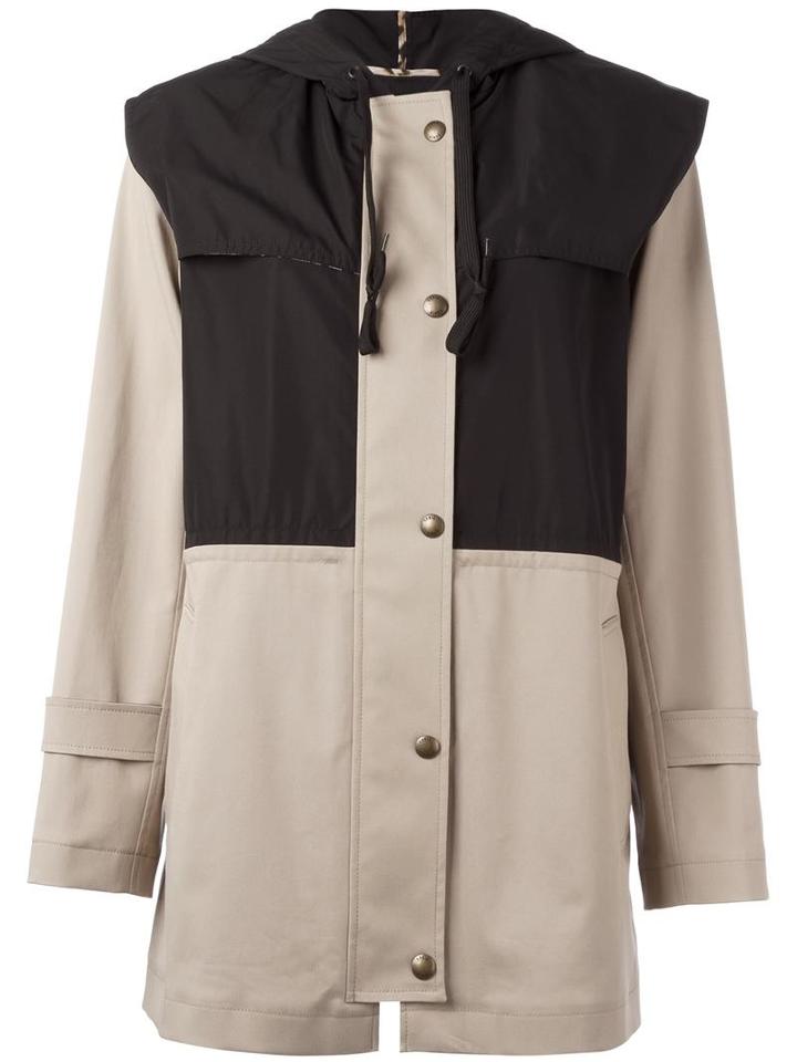 Sonia By Sonia Rykiel Buttoned Hooded Coat, Women's, Size: 40, Nude/neutrals, Cotton/polyester/spandex/elastane