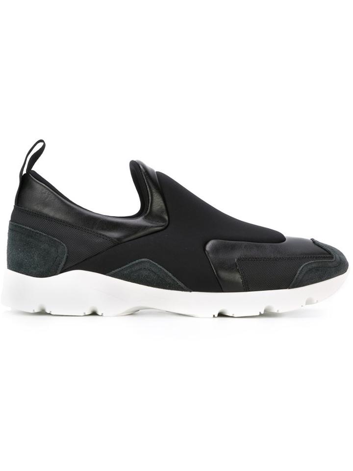 Mm6 Maison Margiela Ridged Sole Paneled Slip-on Sneakers