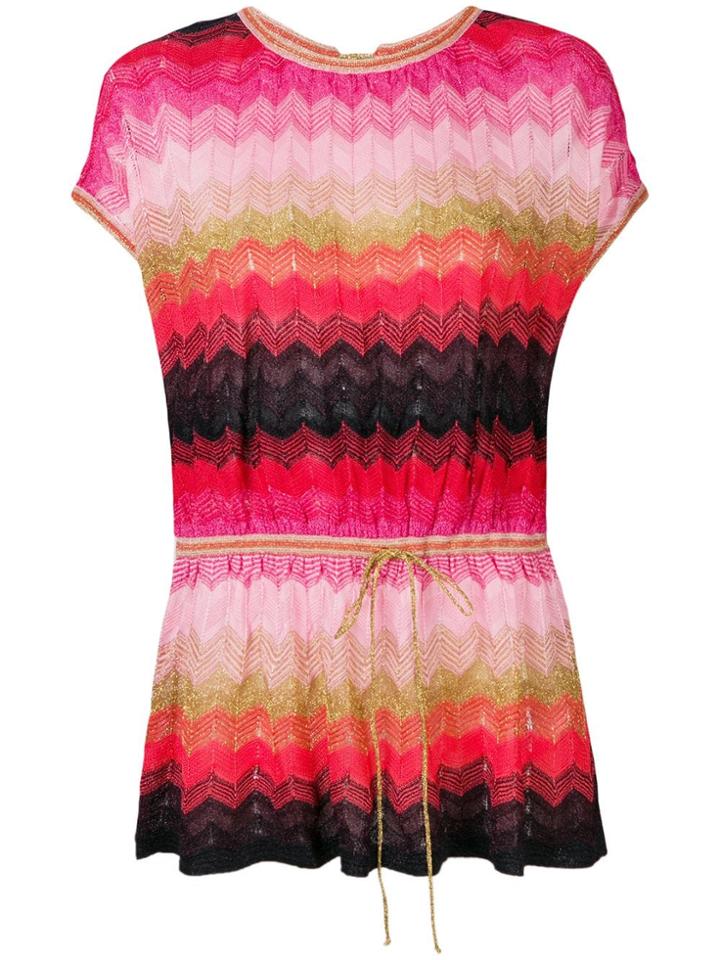 M Missoni Knitted Short-sleeved Top - Red