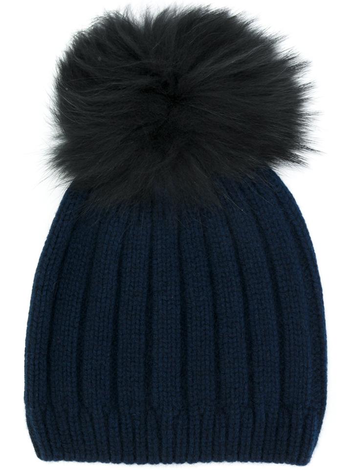 Joseph Pompom Trim Hat - Blue