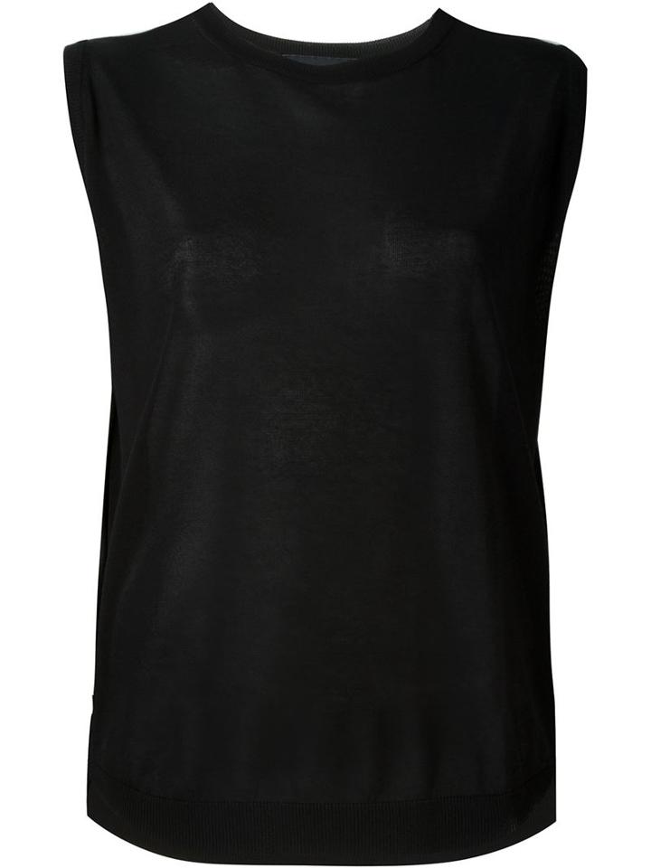 Simone Rocha Sleeveless Fine Knit Top, Women's, Size: M, Black, Viscose/cotton