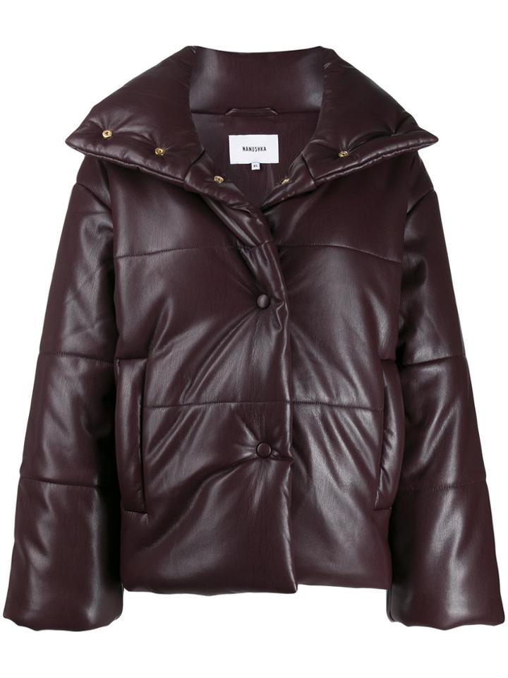 Nanushka Hide Vegan Leather Puffer Jacket - Purple