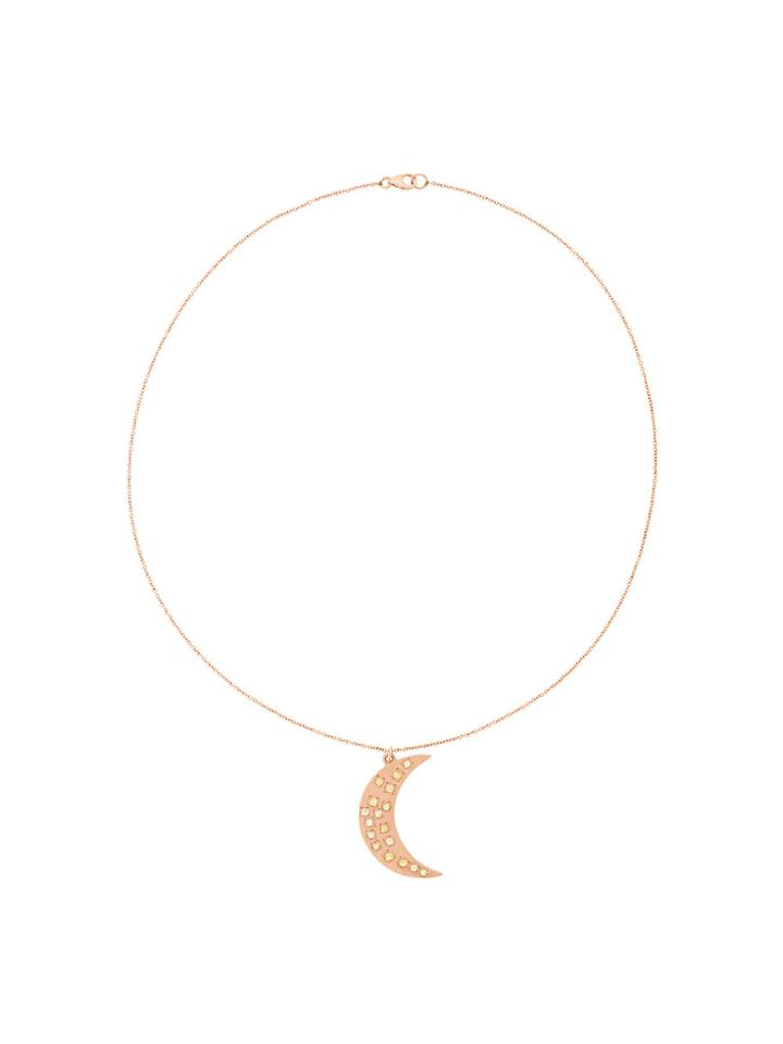 Brooke Gregson Mixed Diamond Crescent Necklace - Metallic