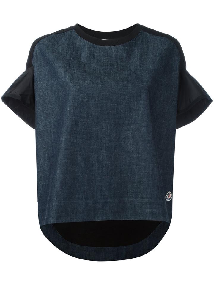 Moncler Flared Sleeve T-shirt, Women's, Size: Small, Blue, Cotton/polyamide