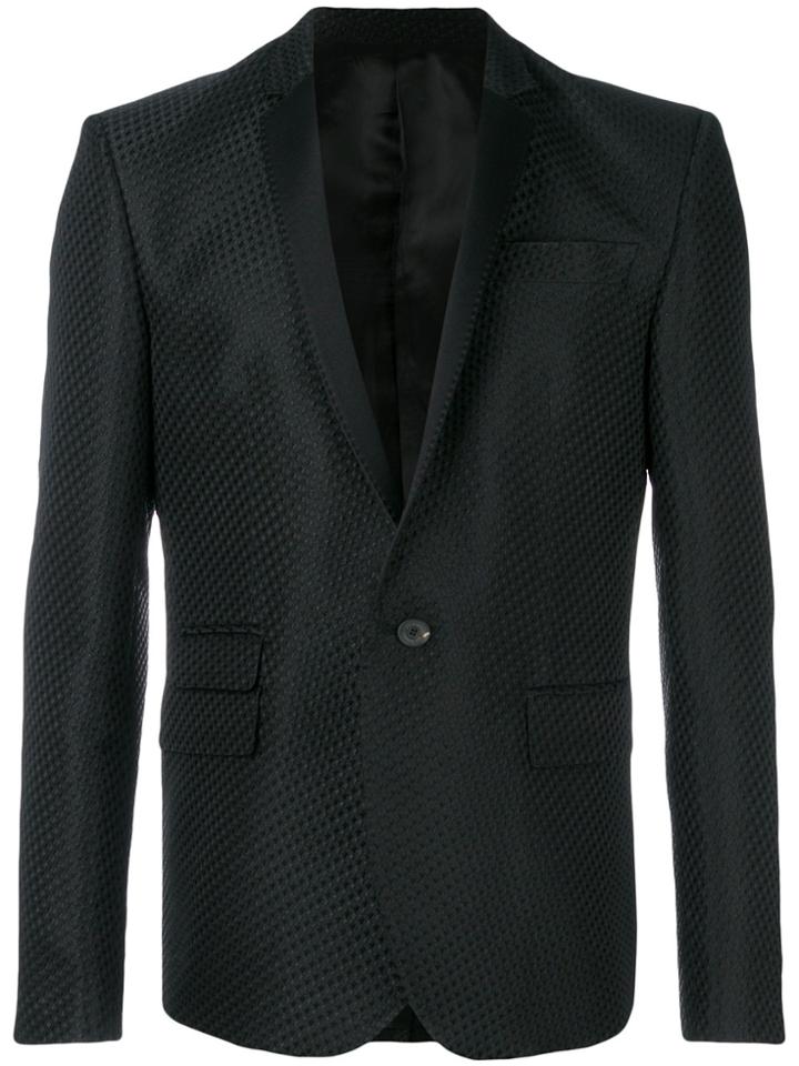 Les Hommes Contrast Lapel Blazer - Black