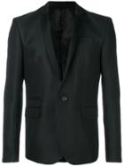 Les Hommes Contrast Lapel Blazer - Black