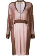 Theatre Products Semi-sheer Dropped Shoulder Dress, Women's, Brown, Rayon