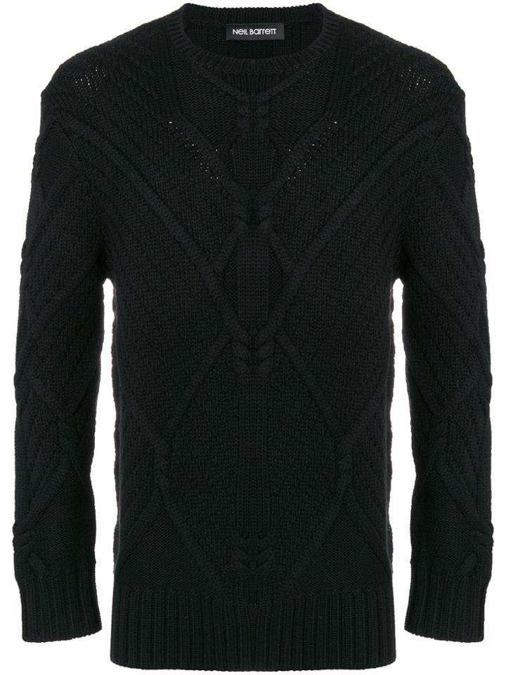 Neil Barrett Cable Rope Knit Jumper - Black