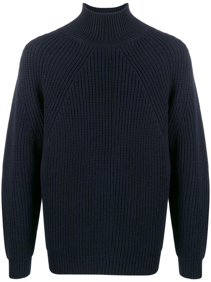 Batoner Ribbed Turtleneck Jumper - Blue