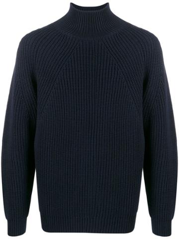 Batoner Ribbed Turtleneck Jumper - Blue