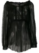 Alberta Ferretti Sheer Pleated Blouse - Black