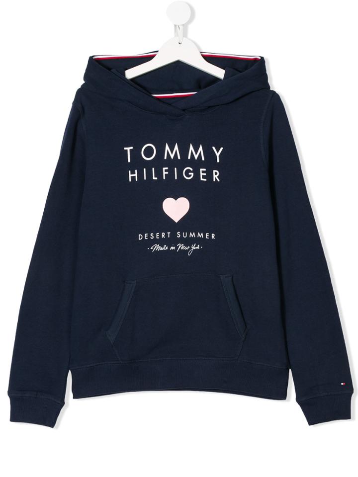 Tommy Hilfiger Junior Teen Logo Print Hoodie - Blue
