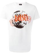 Diesel Retro Motif T-shirt, Men's, Size: Xl, White, Cotton
