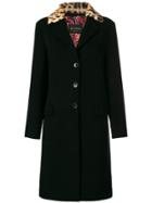 Etro Contrast-collar Fitted Coat - Black