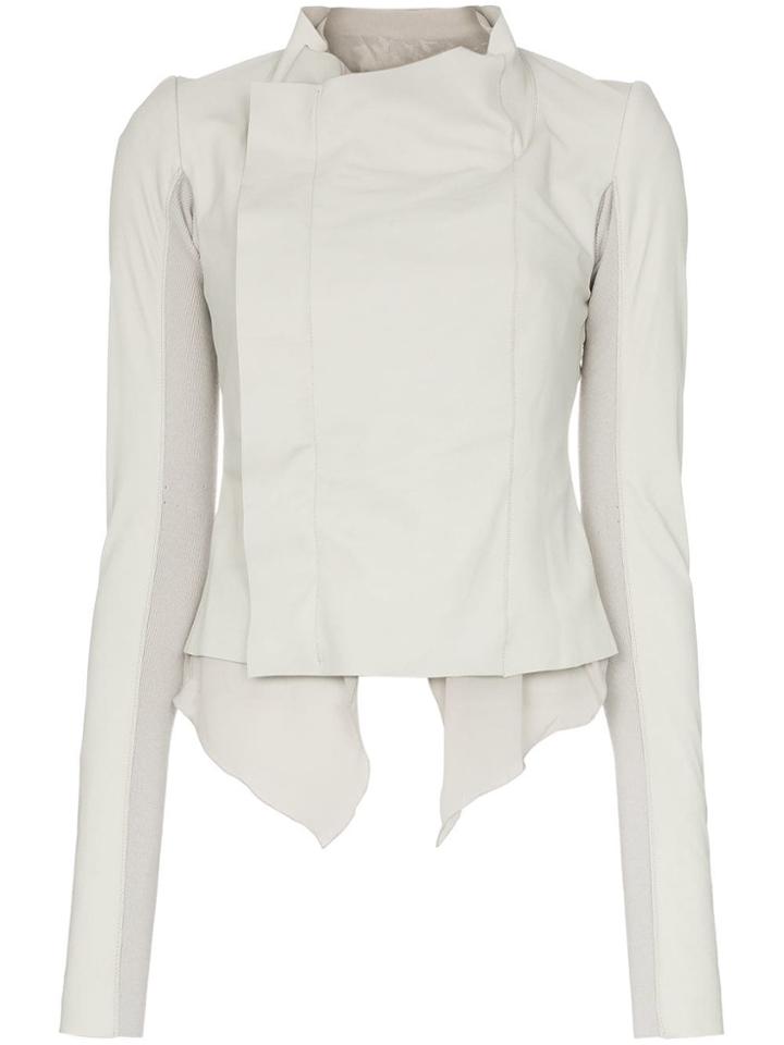 Rick Owens Handkerchief Detail Leather Biker Jacket - Neutrals