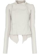 Rick Owens Handkerchief Detail Leather Biker Jacket - Neutrals