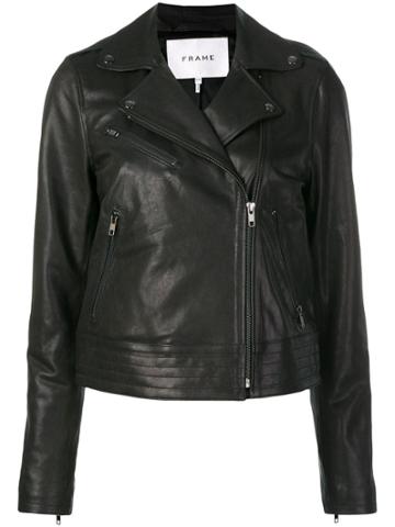 Frame Denim Zipped Leather Jacket - Black