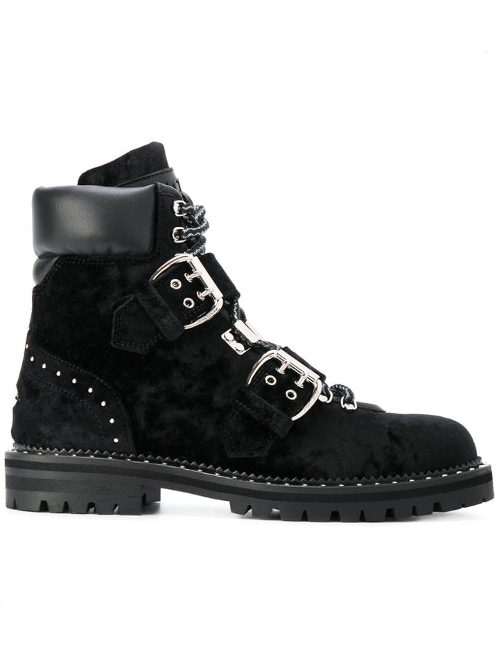 Jimmy Choo Breeze Buckle And Stud Detail Boots - Black